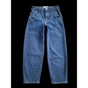 New Everlane The Arc Jean Dark Wash Denim High Rise Barrel Leg Jeans Size 25